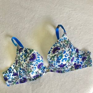 Victorias Secret Bra Plunge Push Up Rhinestone 36B